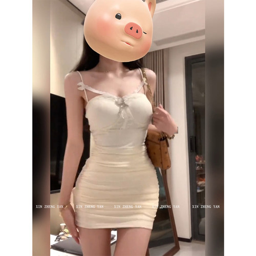 XZY/欣争艳 微胖mm纯欲性感网纱拼接吊带裙女25年夏辣妹包臀短裙 - 图2