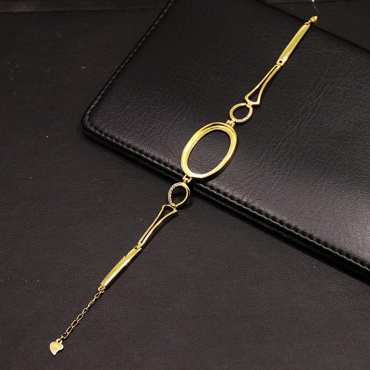 s925纯银空托欧款女士diy蜜蜡手镯 祈禧珠宝手链