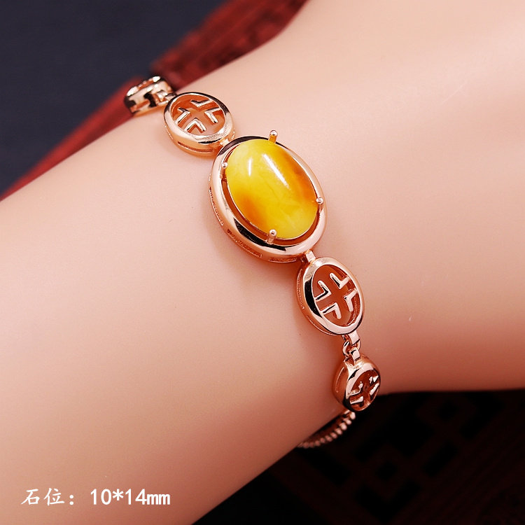 s925纯银空托时尚女款四爪镶嵌手链 祈禧珠宝手链