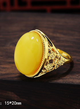 diy电镀白金蜜蜡镶嵌戒指空托