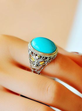 diy纯银兽面蜜蜡镶嵌戒指空托