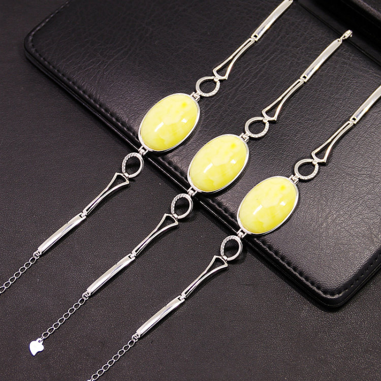 s925纯银空托欧款女士diy蜜蜡手镯 祈禧珠宝手链