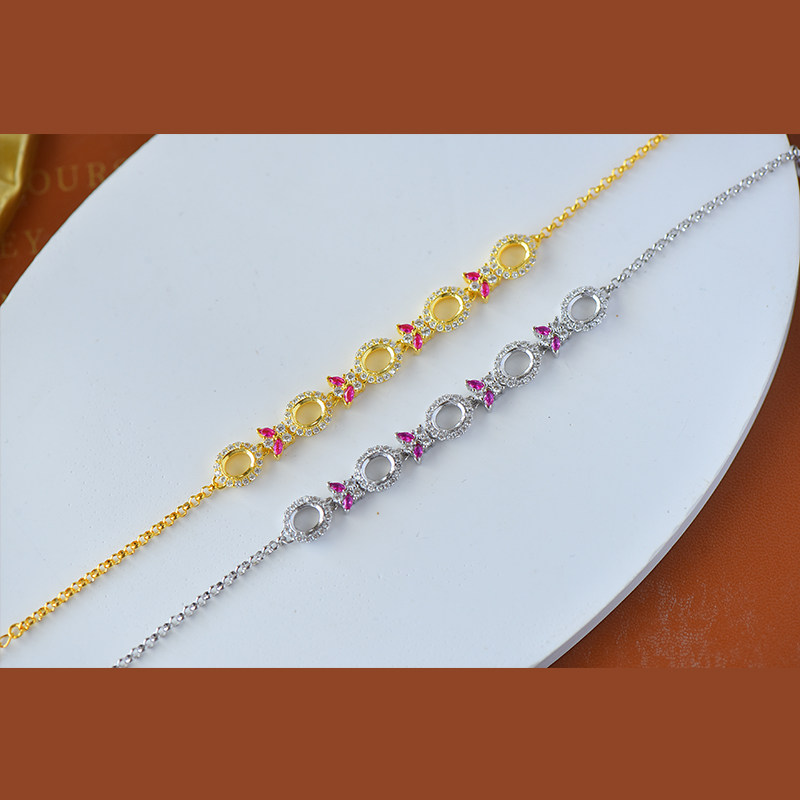 s925纯银空托时尚女款四爪diy手链 祈禧珠宝手链