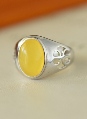 男女款S925纯银玉石镶嵌戒指空托