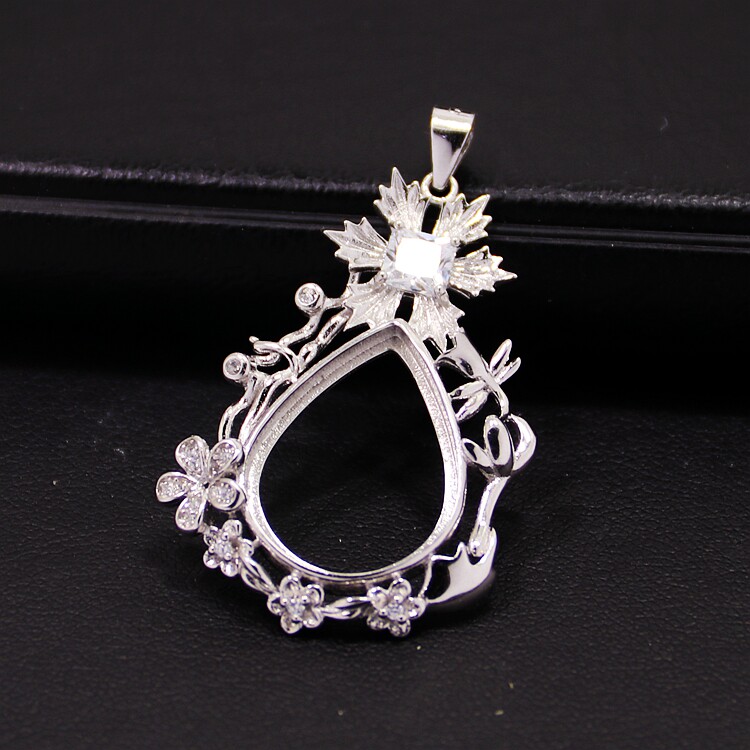 s925纯银吊坠空托时尚轻奢女款蜜蜡 祈禧珠宝项坠/吊坠