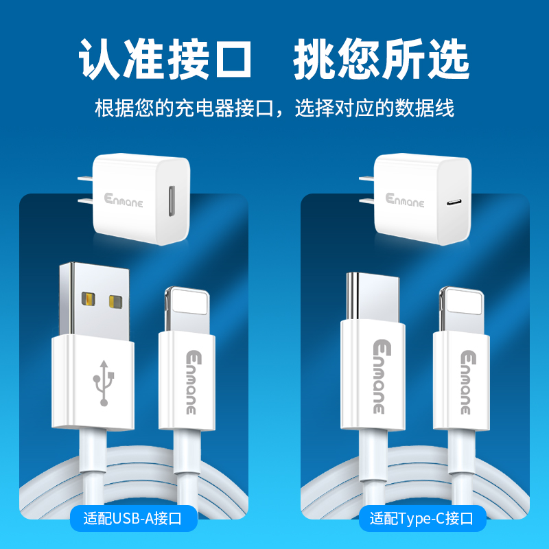 英曼适用苹果14数据线iphone充电线ipadpro快充线30W20W充电器pd快充 ipadpro手机数据线适用lightning加长线