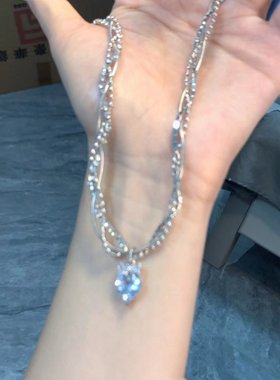 鹿妮爱心锆石项链锁骨链