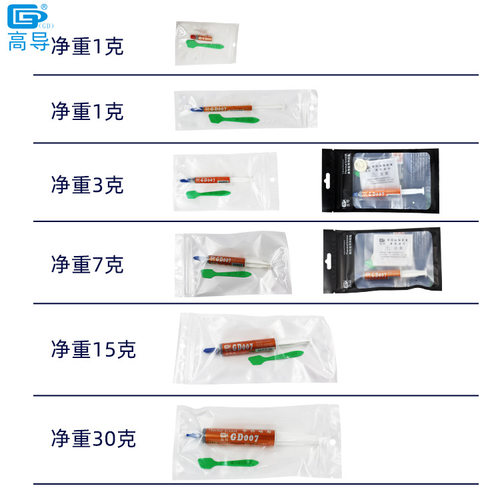 高导GD007灰色导热硅脂CPU/GPU散热硅胶膏针管软管硬管自封袋罐装 - 图0