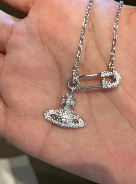 西太后别针链条项链NANA同款回形针链条锁骨链满钻吊坠女高级感