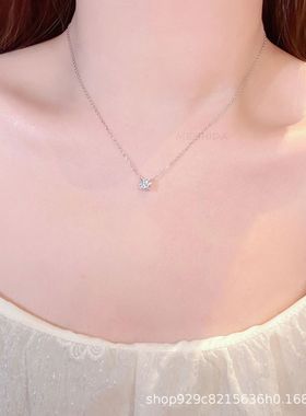 小红书莫桑石D色鼻嘎钻S925纯银项链女轻奢赵露思许妍同款锁骨链
