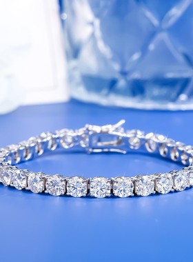 5mm莫桑石手链女生经典四爪满镶网球链跨境男手饰源头厂家代发