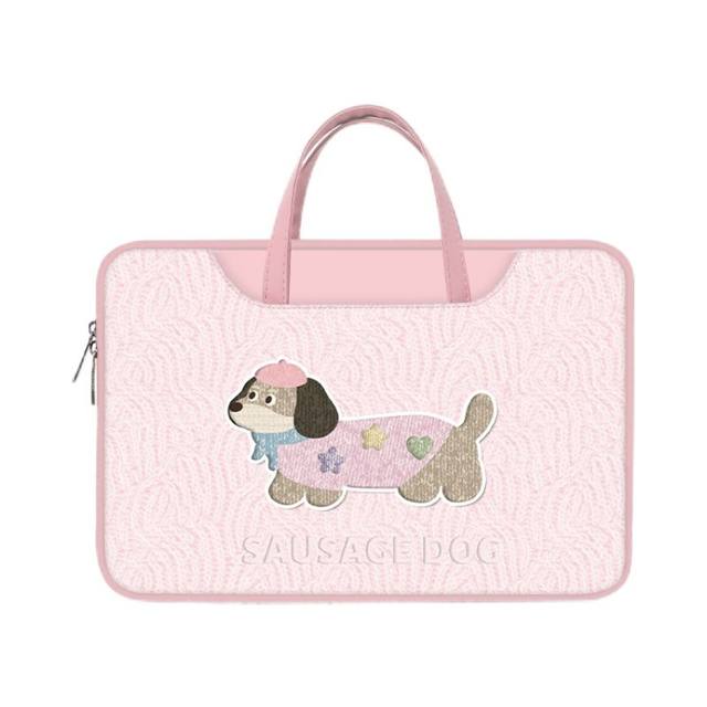 Cute Dachshund Dog Laptop Bag 16-inch Portable Leather Apple 15.6-inch Huawei matebook 14 Lenovo Dell 14-inch 12-inch Women's 2024 New Tablet Storage Bag