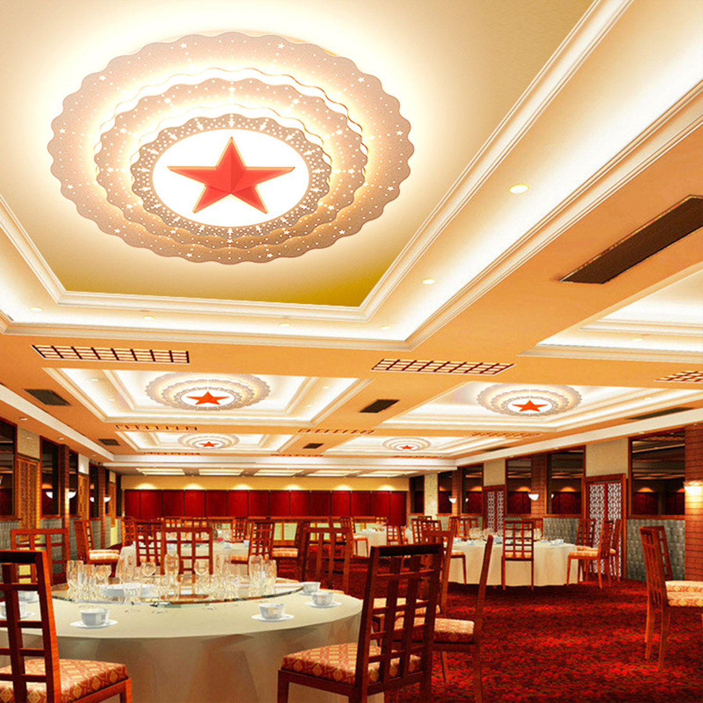 定制五角星吸顶灯大会堂党灯办公会议室人民圆形五星大尺寸主灯具,淘宝优惠券,粉丝福利购,淘宝优惠卷