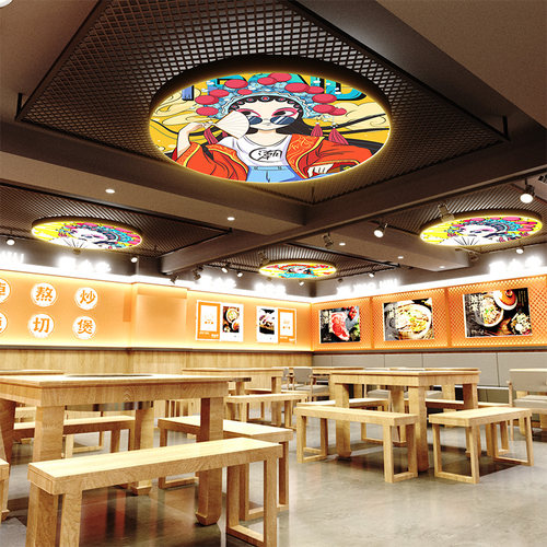 国潮风吊灯火锅烧烤餐饮酒店装饰脸谱餐厅创意网红京剧专用灯 - 图0