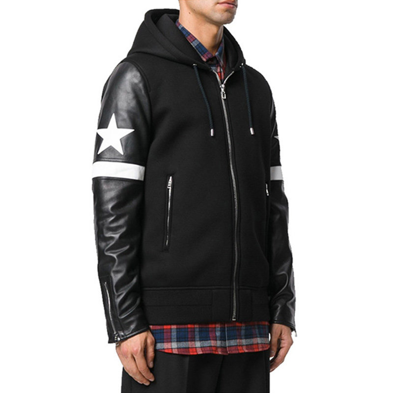 givenchy黑色皮棉男士夹克 丰尚海外夹克