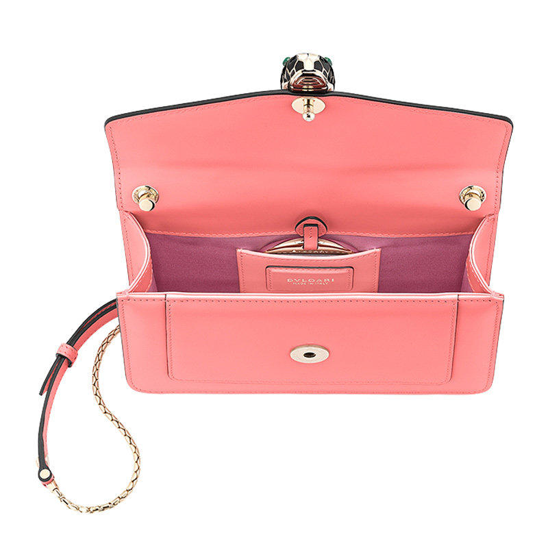 bvlgari女士粉色小牛皮蛇头单肩包 丰尚海外女士包袋