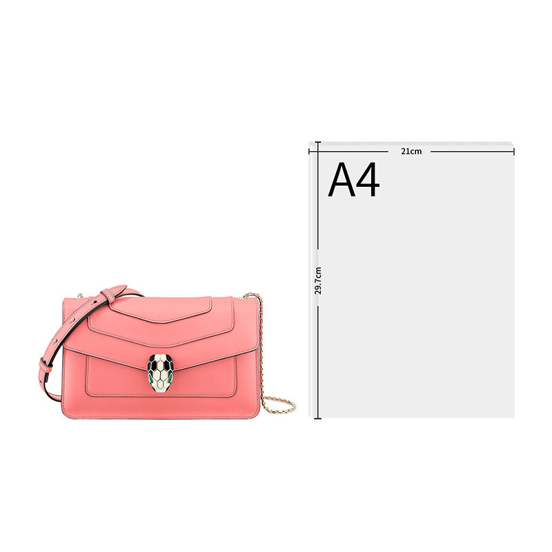 bvlgari女士粉色小牛皮蛇头单肩包 丰尚海外女士包袋