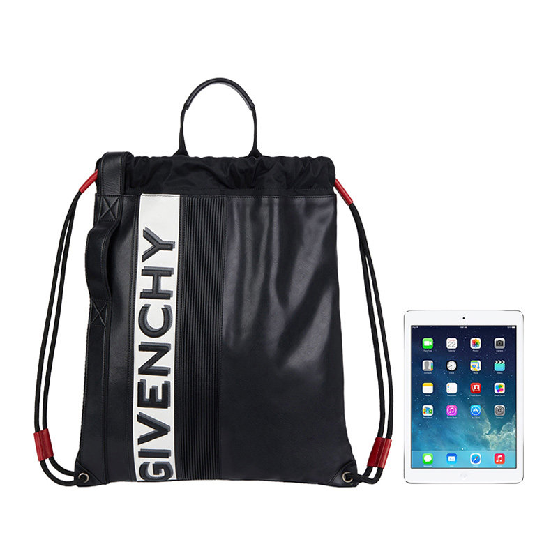 givenchy黑色白色牛皮logo双双肩包 丰尚海外双肩背包