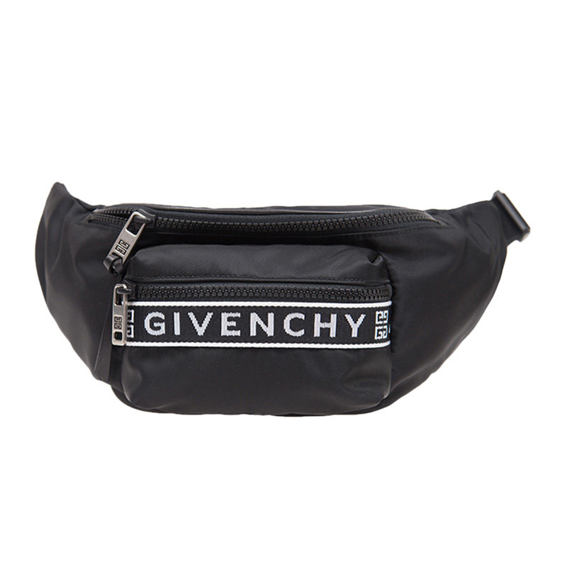 givenchy男士黑色徽标印花腰包 丰尚海外男士包袋
