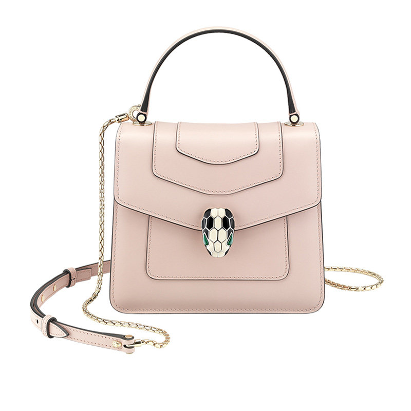 bvlgari女士浅粉色小牛皮斜挎包 丰尚海外女士包袋