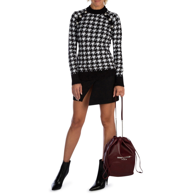 圣罗兰女士暗红色水桶包 丰尚海外女士包袋