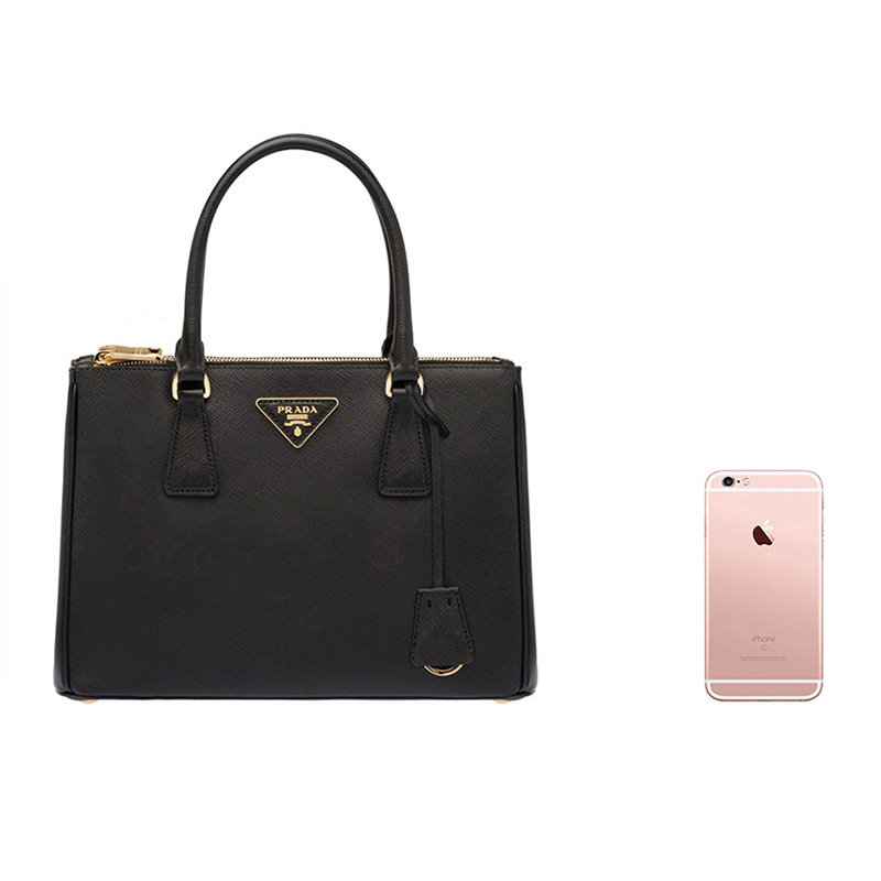 prada galleria系列黑色牛皮手提包 丰尚海外女士包袋