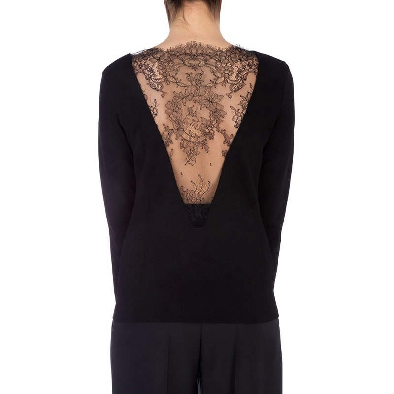 givenchy女士黑色蕾丝针织衫 丰尚海外毛针织衫