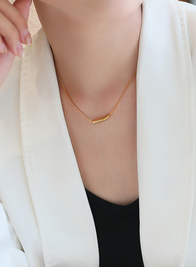 钛钢蛇骨链项链小茄子女不掉色