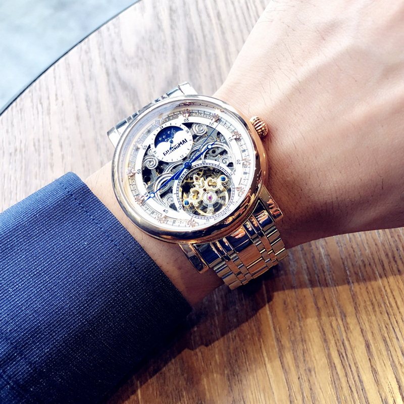 正品黑武士全自动夜光学生机械表 法洛蒂国产腕表