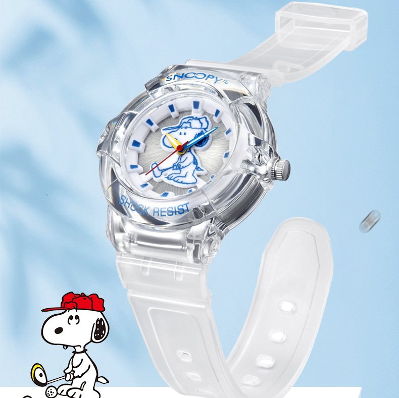 snoopy女简约中性ins风防水透明表 法洛蒂国产腕表