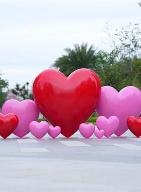 爱心造型摆件玻璃钢心形气球糖果雕塑商场园林景观网红打卡装饰品