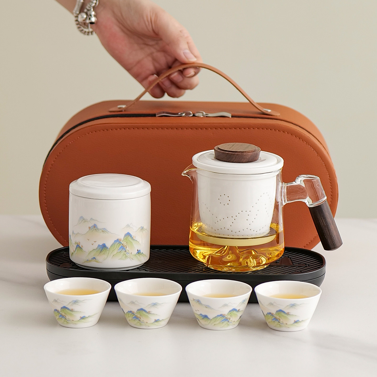 新款旅行茶具小套装户外露营出差玻璃泡茶壶快客杯便携式包伴手礼,淘宝优惠券,粉丝福利购,淘宝优惠卷