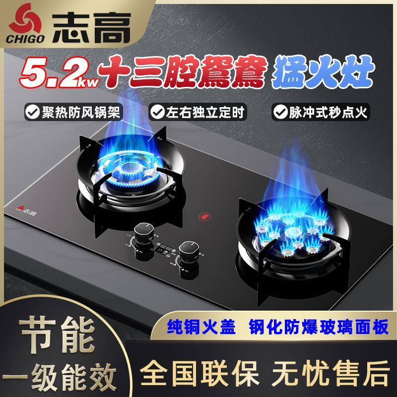 志高燃气灶定时猛火灶台式嵌入式双灶液化气煤气灶家用灶具猛火灶