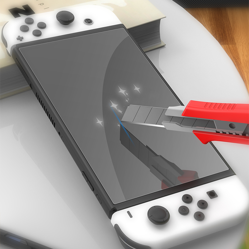 良值(IINE)适用任天堂switch OLED游戏机钢化膜全屏高清保护贴 NS配件-图2