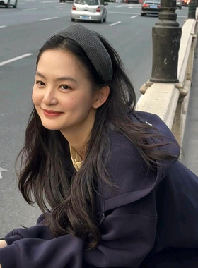 针织发带灰色加宽复古高颜值百搭法式优雅大气发饰织物发箍女款
