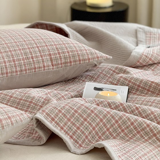 2026 new double-sided cotton yarn-dyed washed cotton bed cover four-season universal quilted thickened pure cotton anti-slip bed sheet