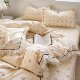 Cotton quilted bed cover single piece small fresh double layer lace princess style thickened quilted bed sheet universal for all seasons