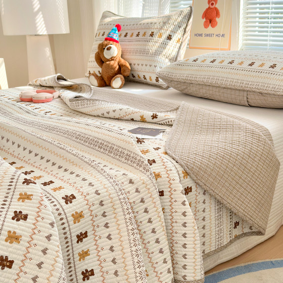Double-sided pure cotton bed cover, reversible