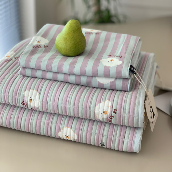 Korean double-sided cotton quilt cover three-piece machine washable quilted quilted non-slip bed sheet tatami kang cover