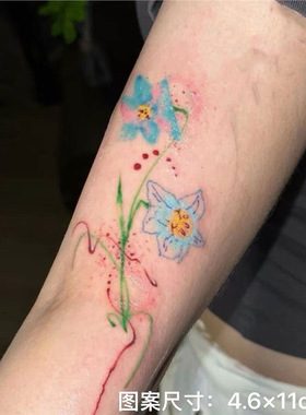 花束手臂水仙花纹身洗手腰间甜酷ins高颜值纯欲贴纸辣妹防水