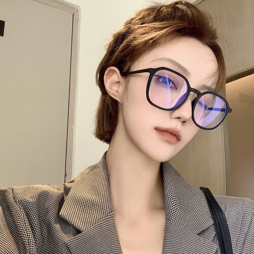 黑框大框近视眼镜女有度数可配素颜神器透明眼镜框网红款大脸显瘦 - 图2