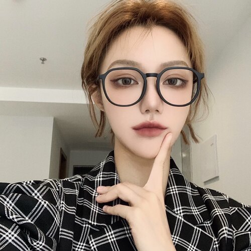 黑框大框近视眼镜女有度数可配素颜神器透明眼镜框网红款大脸显瘦 - 图0