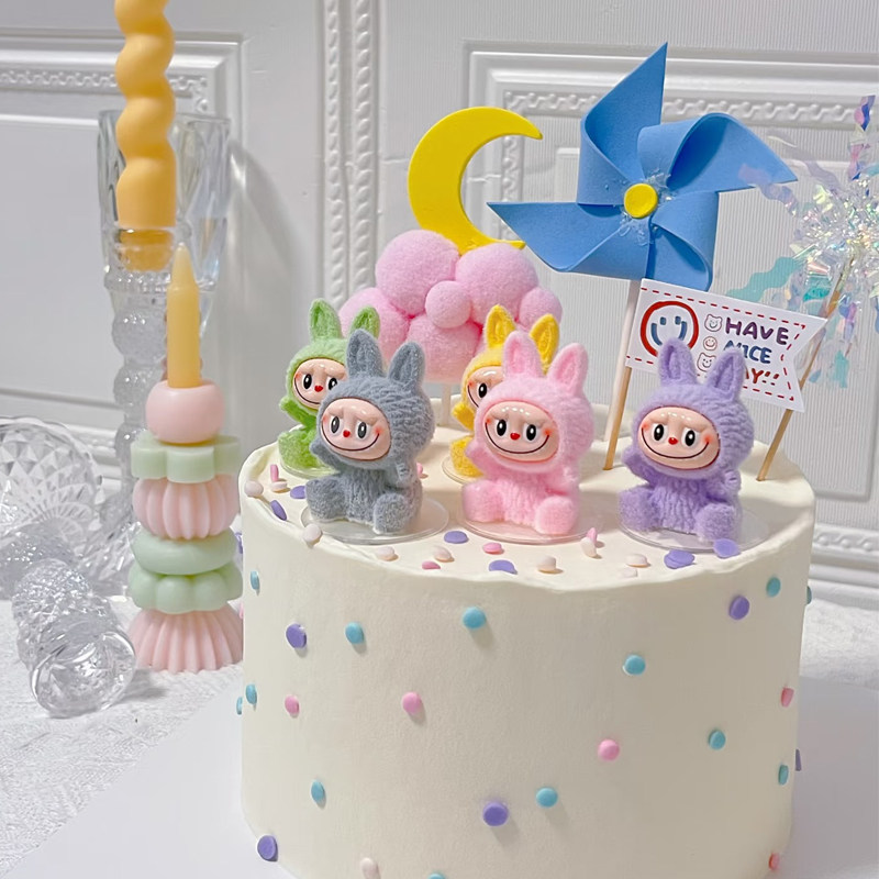 网红创意卡通蛋糕装饰摆件可爱立体小兔子头烘焙生日装扮插牌插件,淘宝优惠券,粉丝福利购,淘宝优惠卷