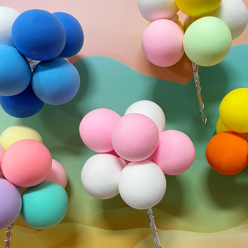 网红ins风蛋糕装饰彩色塑料气球串复古撞色大圆球生日甜品台插件 - 图0