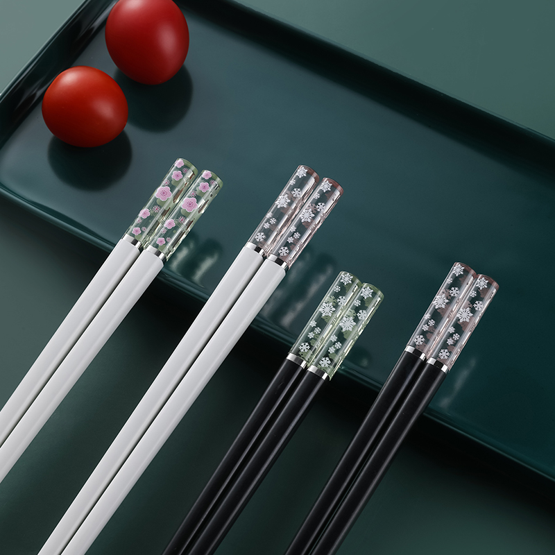 润枝旗舰店筷子琥珀轻奢合金筷防滑日式筷子家用分餐酒店耐高温个性网红筷子3