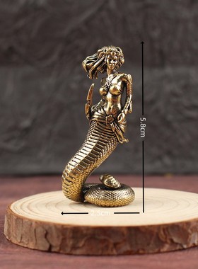 2026跨境游戏模型黄铜美杜莎摆件古希腊蛇女工艺品家居办公室桌面