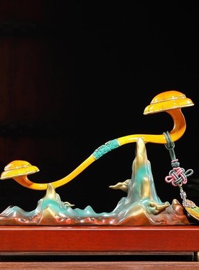 2026厂家黄铜江山如意中式摆件客厅酒柜玄关家居乔迁办公室装饰品