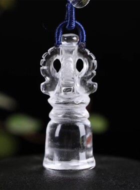 2026天然白水晶金刚铃吊坠项链 佛 法器用品金刚杵金铃毛衣链工厂