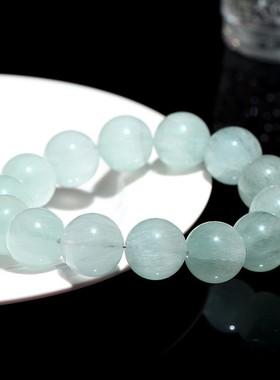 2026久雅水晶 天然拉丝绿萤石圆珠手链 浅绿色萤石散珠手串 厂家