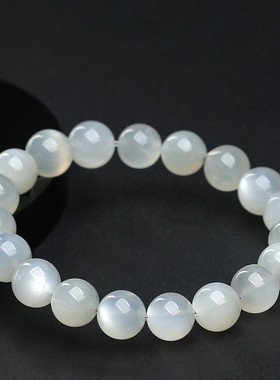 2026名都水晶 天然白月光石手链 白色月光石圆珠手串